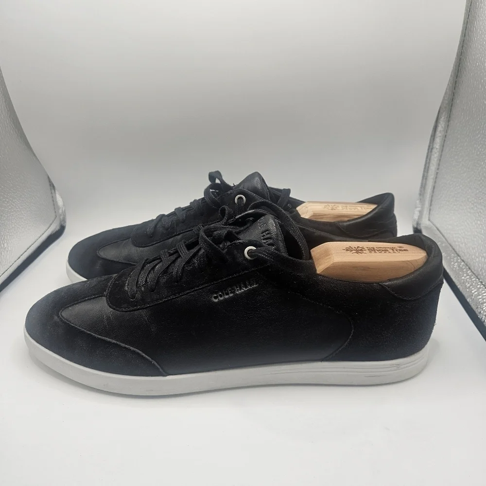 Cole Haan Grand.OS Women Size 10.5 B Black Leather Suede Low Top Casual Sneakers - Picture 2 of 10